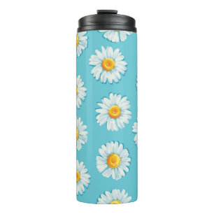 Beautiful daisy flowers seamless pattern thermal tumbler