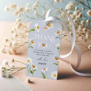 Beautiful Daisy Wild One 1st Birthday Thank You Gift Tags