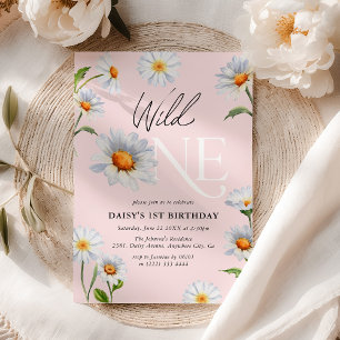 Beautiful Daisy Wild One Girl 1st Birthday Invitat Invitation