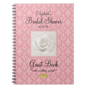 Beautiful Damask Bridal Shower Guest Book -