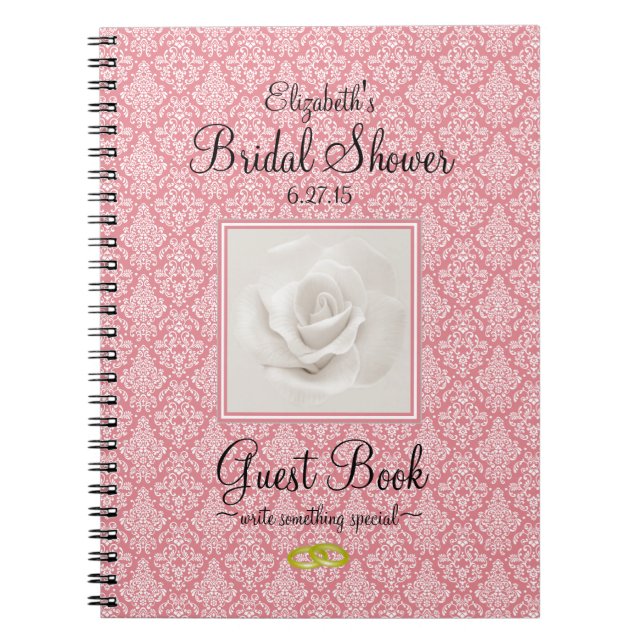 Beautiful Damask Bridal Shower Guest Book - (Front)