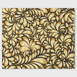 Beautiful Damask Gold & Black Wrapping paper roll
