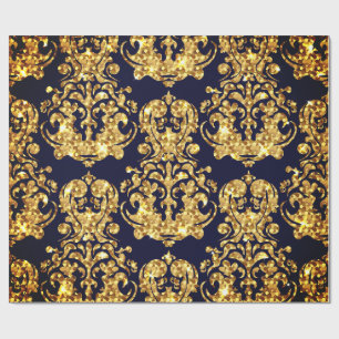 Beautiful Damask Gold & Black Wrapping paper roll