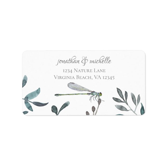 Beautiful Damselfly/Dragonfly Garden Address Label (Front)