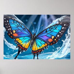 Beautiful Dancing Butterfly Illustration Poster