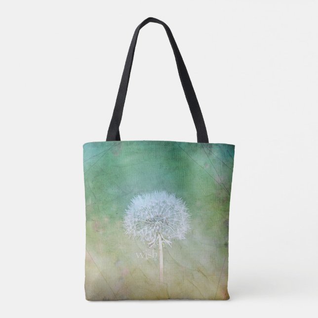 Beautiful Dandelion Wish Painterly Design Tote Bag (Back)