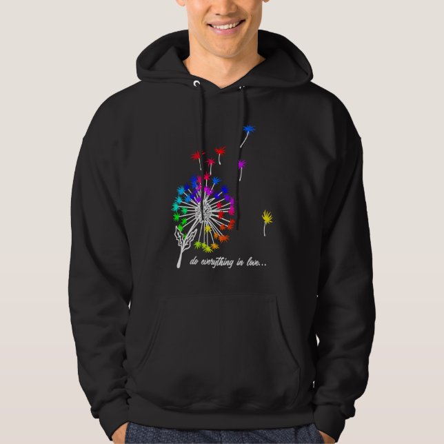 Beautiful dandelion with colourful spores flying a hoodie (Front)