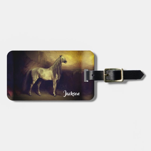 Beautiful Dappled Grey Arabian Stallion   Luggage Tag (Front Horizontal)