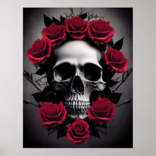 Beautiful Dark and Gothic Roses Skull Sigil Poster