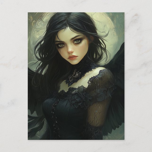 Beautiful Dark Angel Fantasy Postcard (Front)