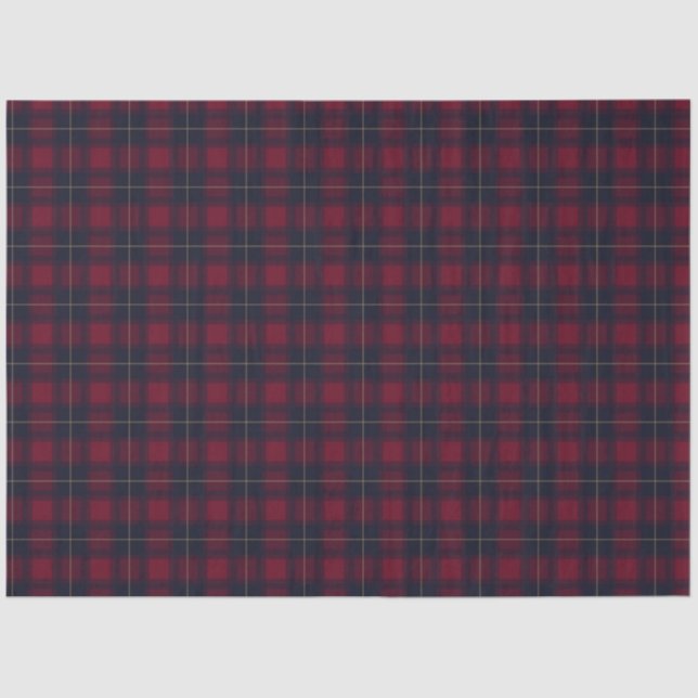 Beautiful Dark Blue and Red Plaid Tissue Paper (Front)