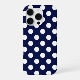 Beautiful Dark Blue And Stylish Big Polka Dots iPhone 16 Pro Case