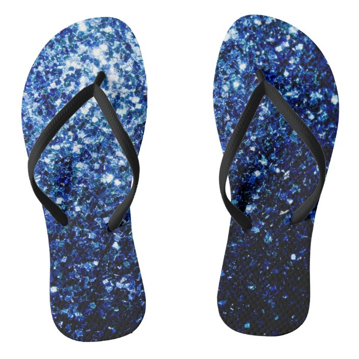 Beautiful Dark Blue glitter sparkles Flip Flops | Zazzle.co.uk