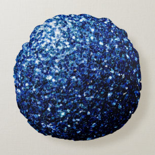 Beautiful Dark Blue glitter sparkles Round Cushion
