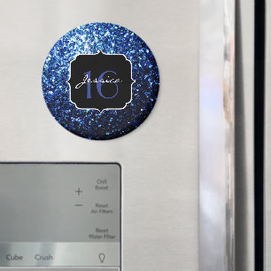 Beautiful Dark Blue sparkles Sweet 16 Magnet