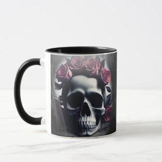  Beautiful Dark & Gothic Rose Skull Coffee Mug