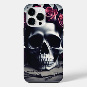 Beautiful Dark & Gothic Rose Skull iPhone 14 Pro Max Case