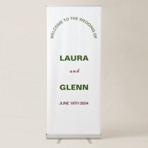 Beautiful Dark Green and Brown Wedding Retractable Banner
