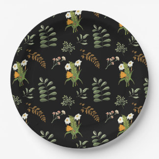 Beautiful dark moody botanical print paper plate