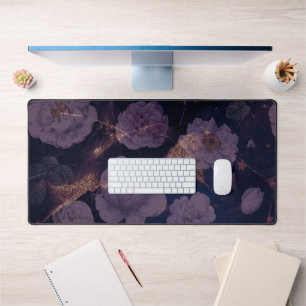 Beautiful Dark Purple Flowers Large Desk Mat