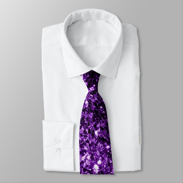 Beautiful Dark Purple glitter sparkles Tie (Tied)
