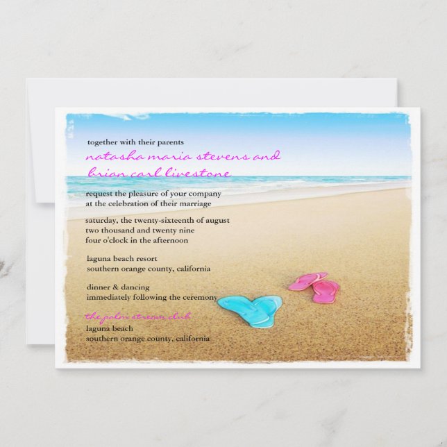 Beautiful Day Beach Flip Flops Chic Wedding Invite (Front)