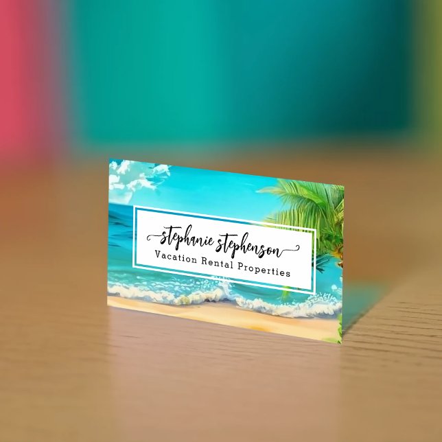 Beautiful Day Beach Spa Travel Vacation Business Card (beach vacation rental busines card)