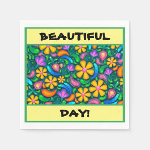 "BEAUTIFUL DAY!" FLORAL PAPER NAPKIN