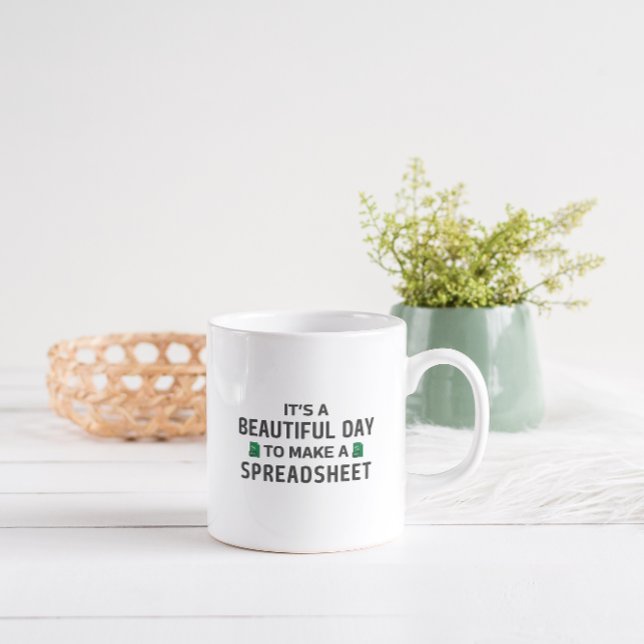 Beautiful day for a spreahseet Two-Tone coffee mug (It's a beautiful day to make a spreasheet)