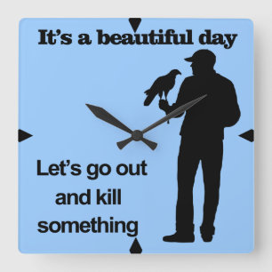 Beautiful Day for Falconry Square Wall Clock