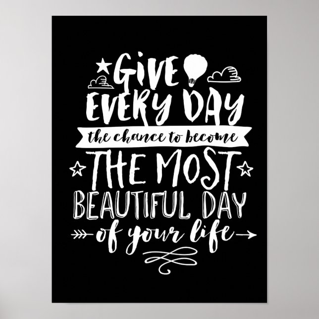 Beautiful Day Inspirational Life Quote Poster (Front)