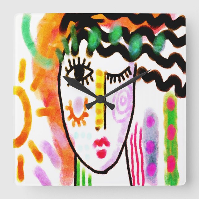 Beautiful Day Original Abstract Art Square Wall Clock (Front)