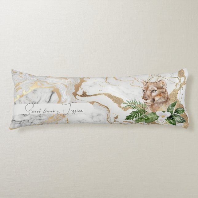 Beautiful DBL-sided marble pattern with Puma  Body Cushion (Front)