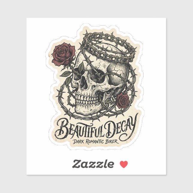 Beautiful Decay Dark Romantic Biker Skull Rose (Sheet)