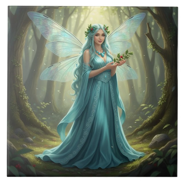 Beautiful December Turquoise Fairy Tile (Front)