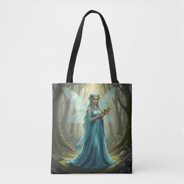 Beautiful December Turquoise Fairy Tote Bag (Front)