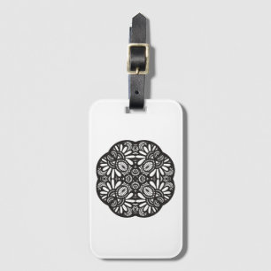Beautiful Deco Black Square Doodle Luggage Tag