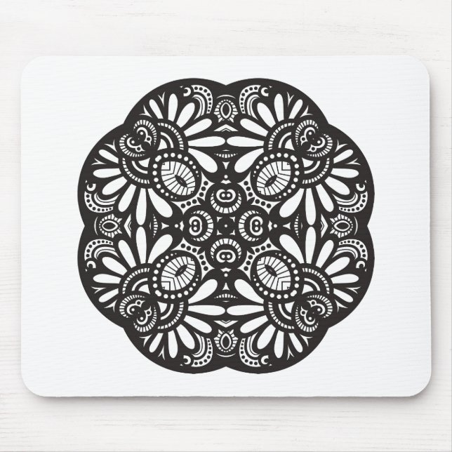 Beautiful Deco Black Square Doodle Mouse Mat (Front)