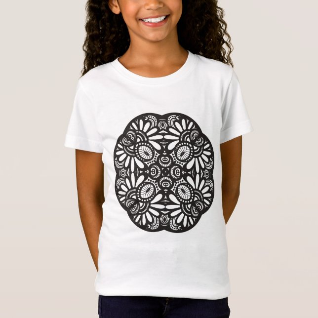 Beautiful Deco Black Square Doodle T-Shirt (Front)