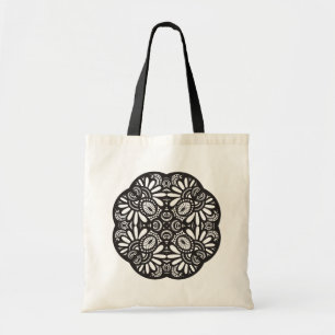Beautiful Deco Black Square Doodle Tote Bag