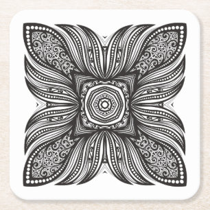 Beautiful Decor Square Doodle Paper Coaster