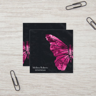 Beautiful Decorative Butterfly Logo Black  Square Business Card