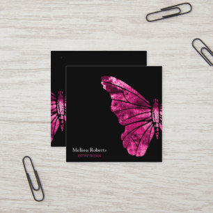 Beautiful Decorative Butterfly Logo Black  Square Business Card