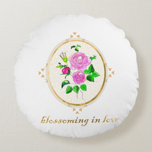 beautiful decorative pillow, hand painted  round cushion (Front)