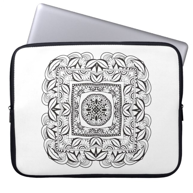 Beautiful Decorative  Square Doodle Laptop Sleeve (Front)