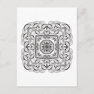 Beautiful Decorative Square Doodle Postcard