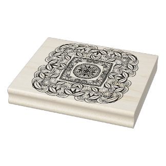 Beautiful Decorative Square Doodle Rubber Stamp