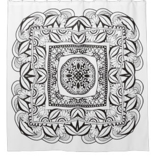 Beautiful Decorative  Square Doodle Shower Curtain