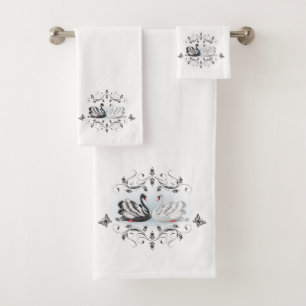 Beautiful Decorative Swans and Butterflies  Bath Towel Set