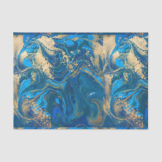 Beautiful,deep blue marble,gold,digital photo tissue paper